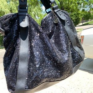 BIG BUDDHA Shoulder Bag / Stunning Black Soft Sequins / EUC